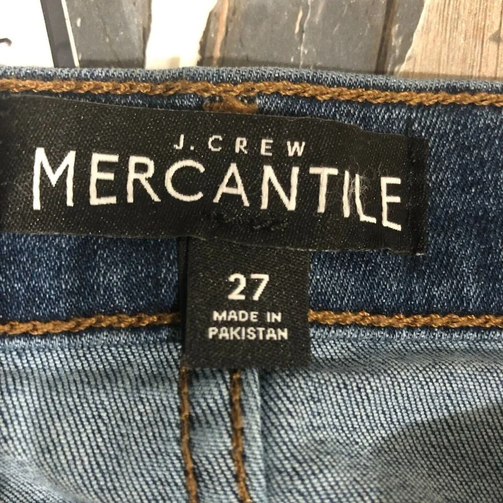 J. Crew Mercantile Skinny Jeans Distressed Denim Cotton Blend Women's 27